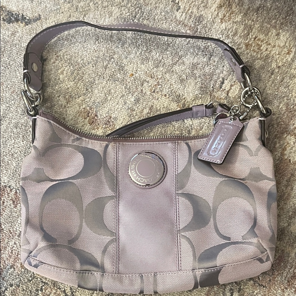 Coach Gray Signature Shoulder Bag With additional Strap